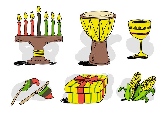 Kwanzaa cosas dibujadas a mano ilustración vectorial vector