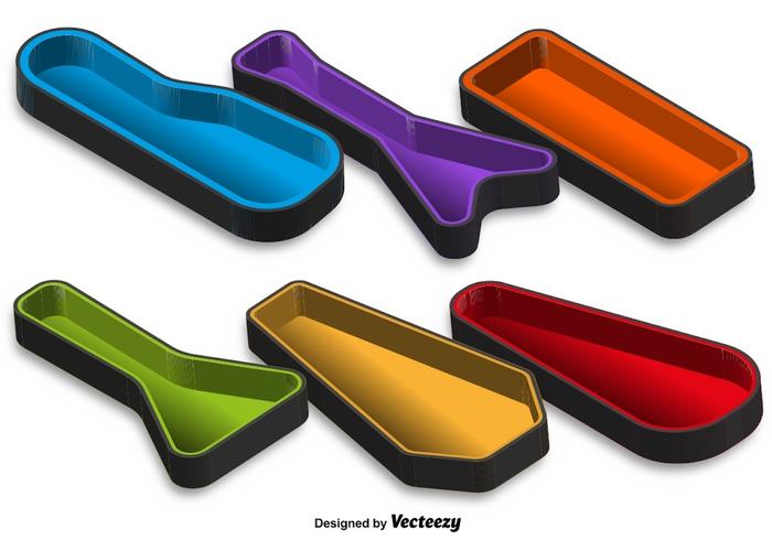 Vector 3D guitarra caso de color conjunto de iconos
