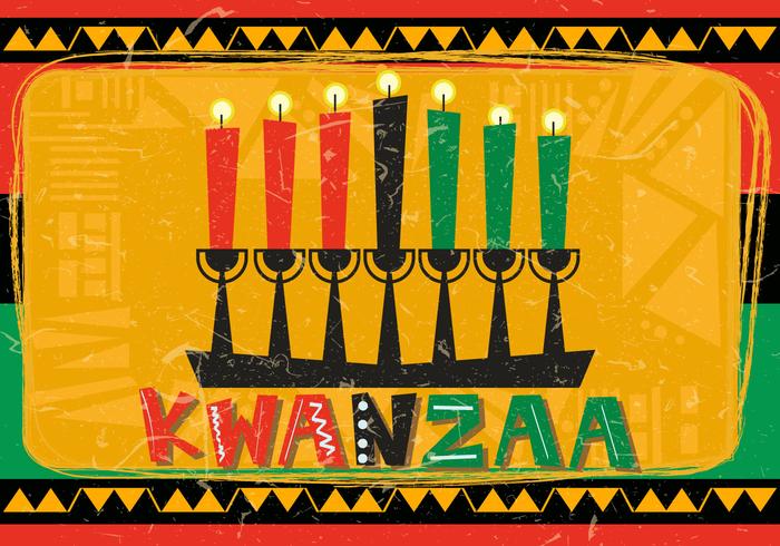 Kwanzaa feliz con la vela de Kwanzaa vector