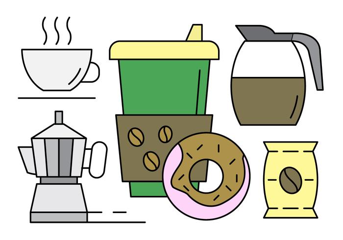 Iconos de café lineal gratis vector