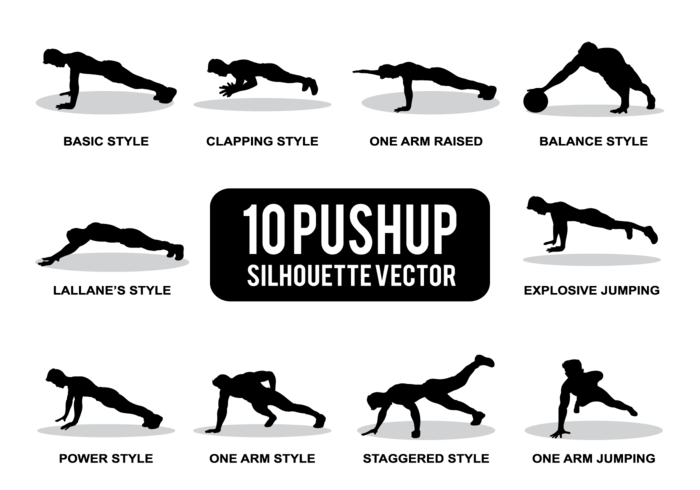 Pushup Silhouettes Vector