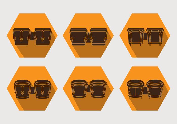 Bongo icon set vector