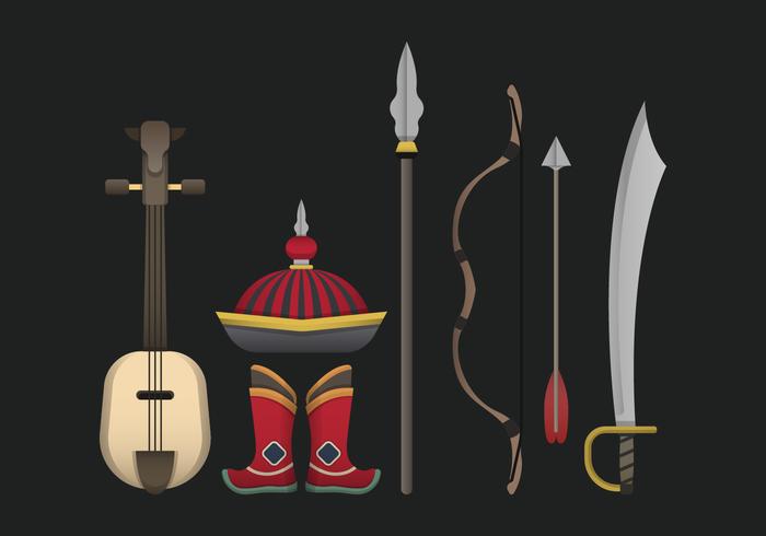 Mongol Item Collection Vector Illustration