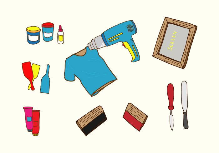 Screen Printing Icons vector