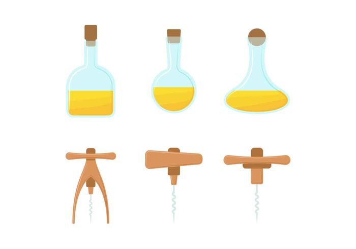 Bottles with Stoppers and Opener Vectors