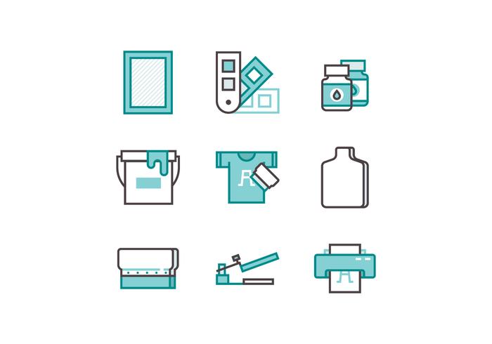 Libre de pantalla de impresión Icon Set vector