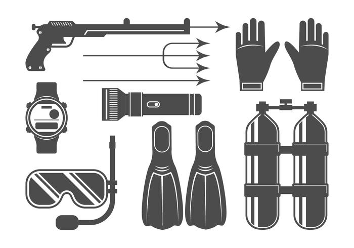 Spearfishing Icons Set vector