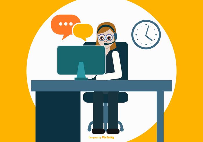 Colorful Flat Style Call Center Illustration Colorful Flat Style Call Center Illustration