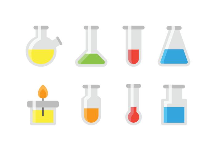 Chemical test tube and glassware icons Chemical test tube and glassware icons