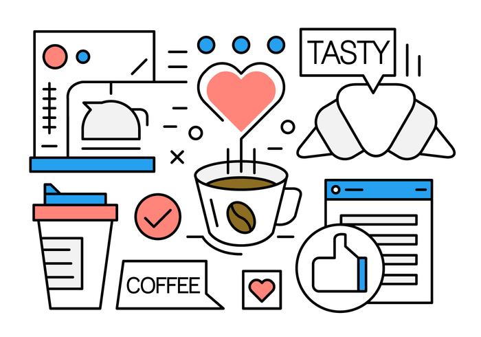 Free Linear Coffee Icons vector