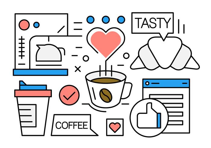 Iconos de café lineal gratis vector