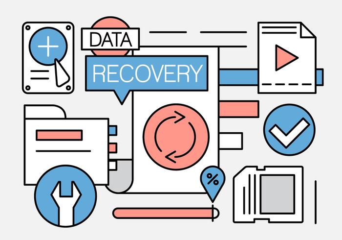 Iconos Lineales de Recuperación de Datos vector