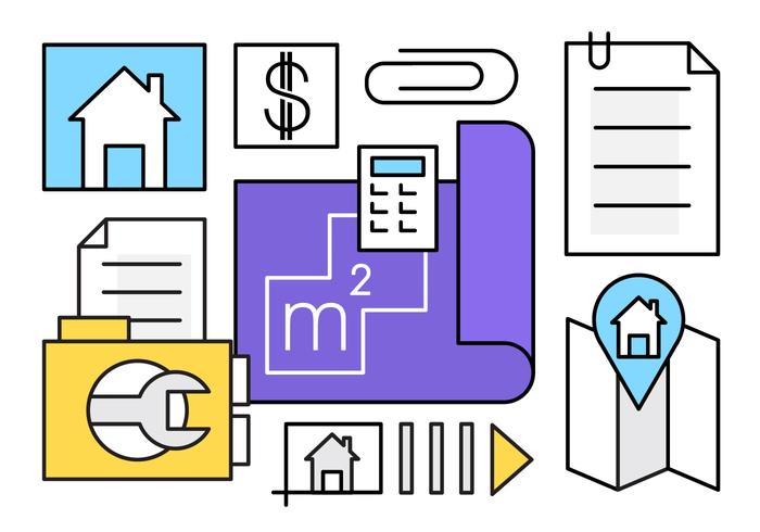 Iconos libres del reparto de las propiedades inmobiliarias vector