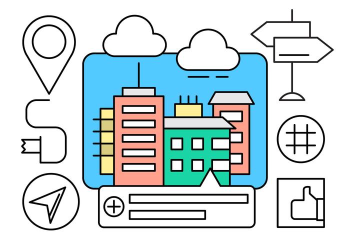 Navegación En Los Iconos De La Ciudad vector