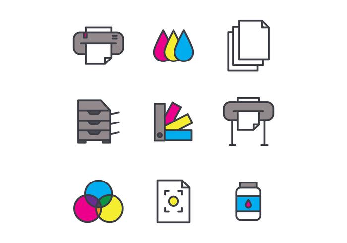 Set Of Outlined Screen Printing Icons vector