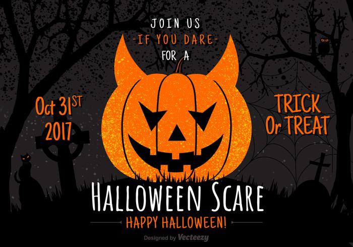 Feliz Halloween Calabaza 2017 Vector Invitación