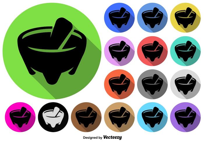 Mexican Molcajete Icon Colorful Buttons Set vector