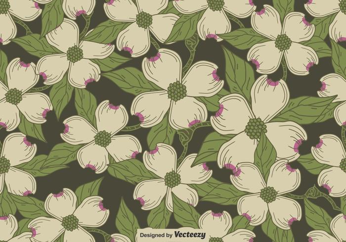 Vector Seamless Pattern Of Dogwood Blossom Motivo