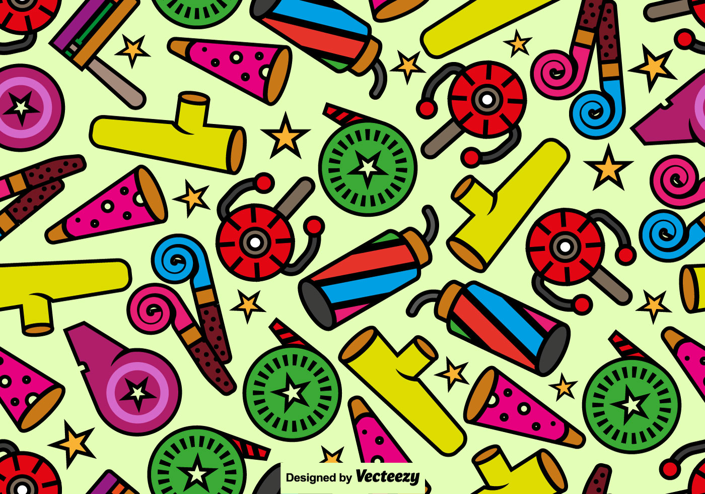 Download Cute Noise Maker Icons Pattern 161075 Vector Art at Vecteezy