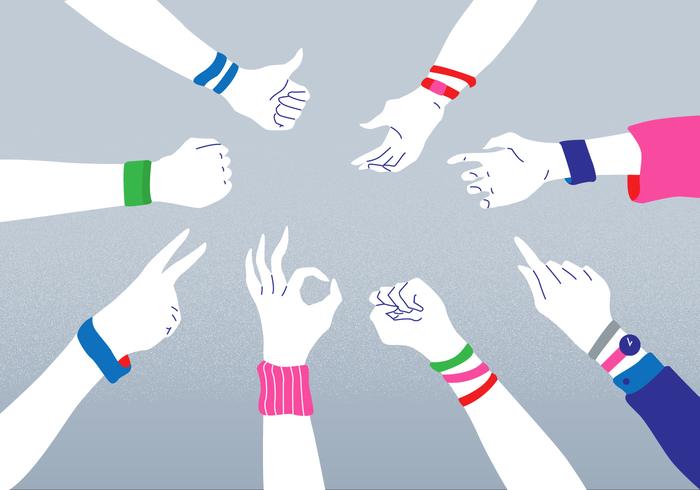 Colorful Wristband Hand Pose Vector Illustration
