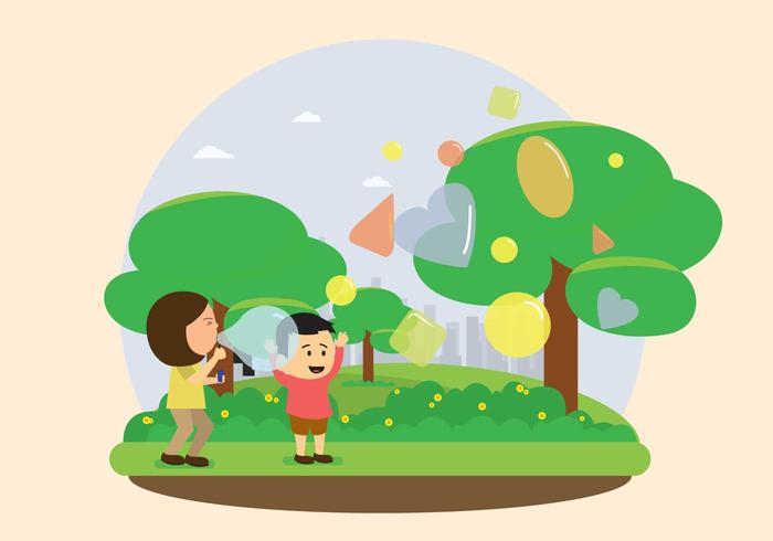 Kids Bubble Blowing Illustration vector