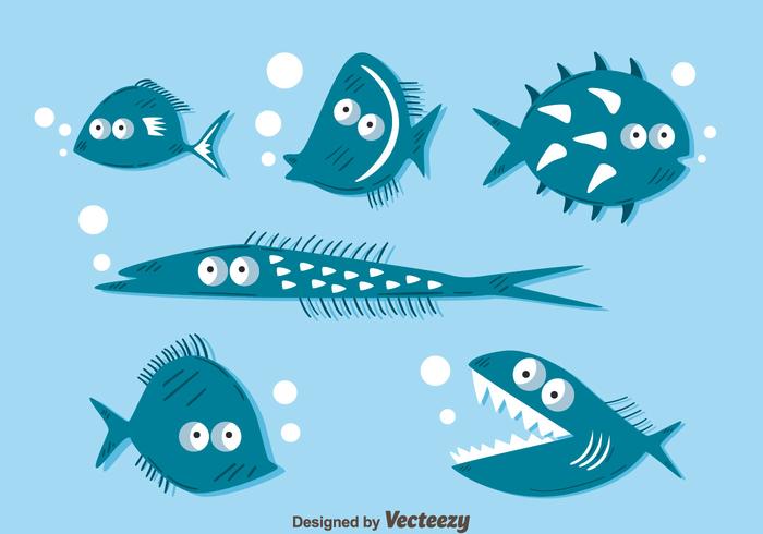 Funny Fish Collection Vector