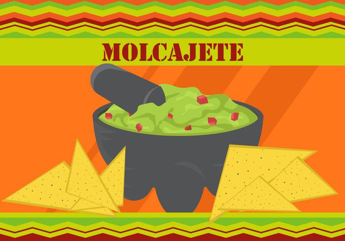 Taco con Salsa de Aguacate Molcajete vector