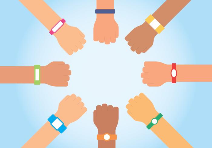 Wristbands On Human Hands Background vector