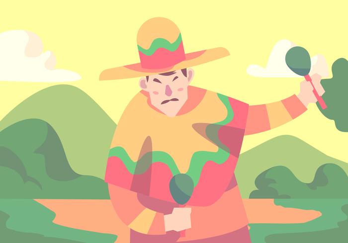 Hombre bailando en Poncho Vector