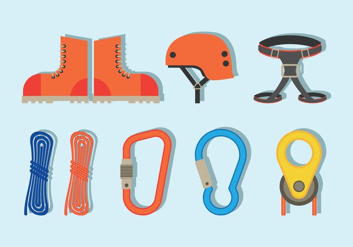 Rappelling Equipment Icons vector