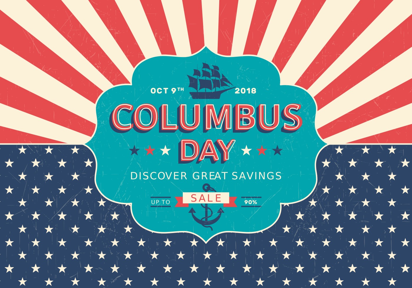 Columbus Day Sale Retro Vector Poster 161286 Vector Art at Vecteezy
