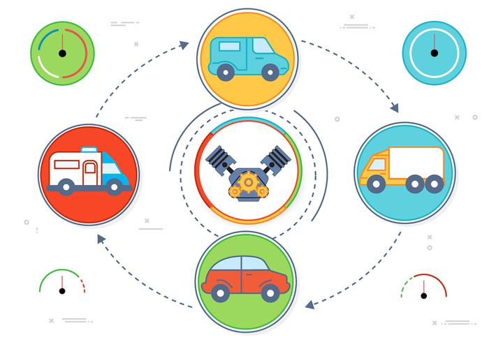 Flat Design Vector Car Icons 