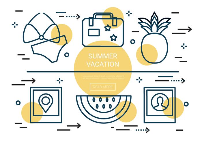 Linear Summer Vacation Vector Elements