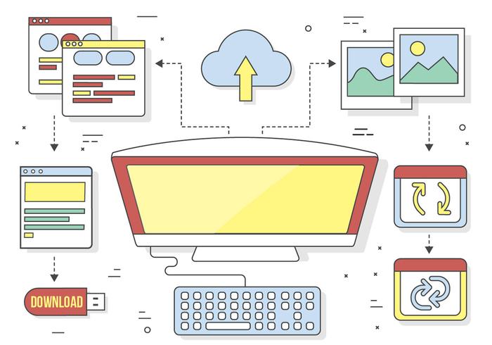 Free Flat Design Vector Desctop elementos e iconos