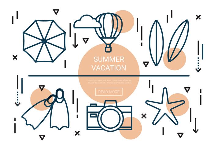 Linear Summer Vacation Vector Elements