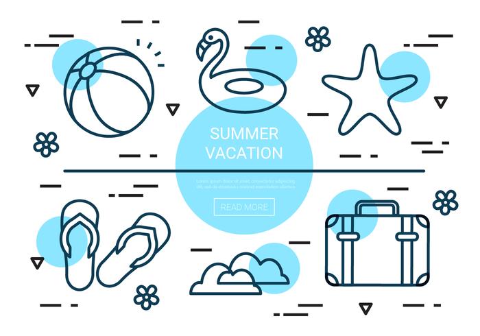 Free Linear Summer Vacation Vector Elements