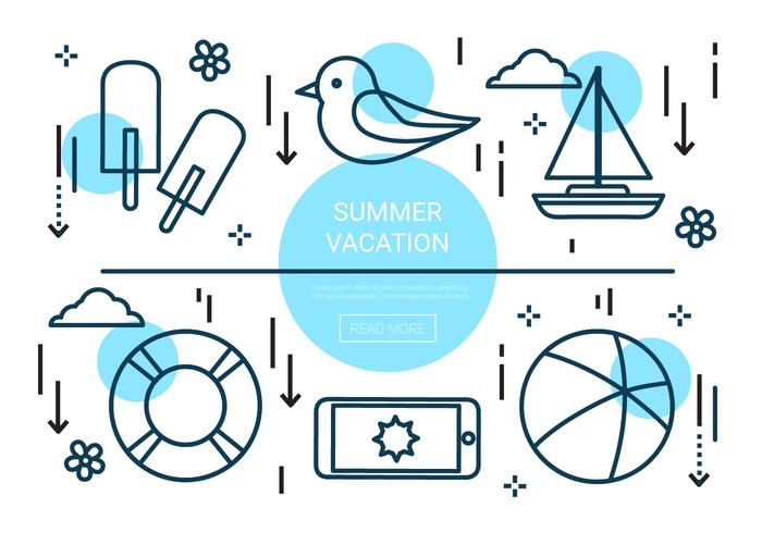 Free Linear vacaciones de verano elementos vectoriales vector