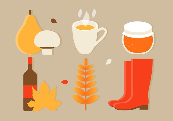 Free Flat Design Vector Autumn Elements Illustration