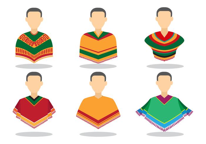 Avatar Men with Poncho Vectors 