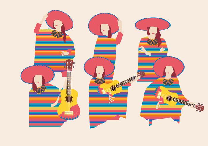 Women in Poncho Vectors