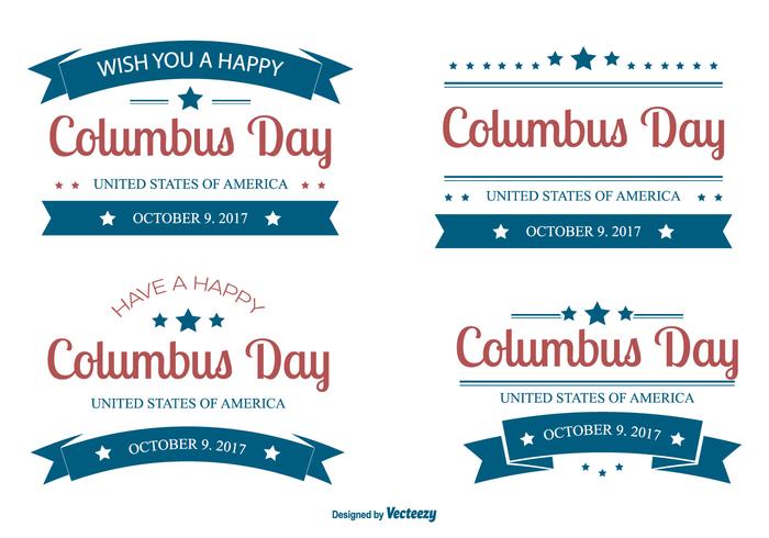 Columbus Day 2017 Label Collection vector