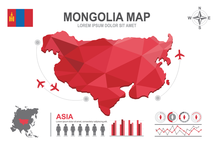 Mongolia Mapa Infografía vector