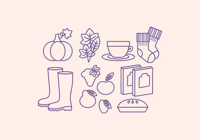 Vector Collection of Outline Fall Icons