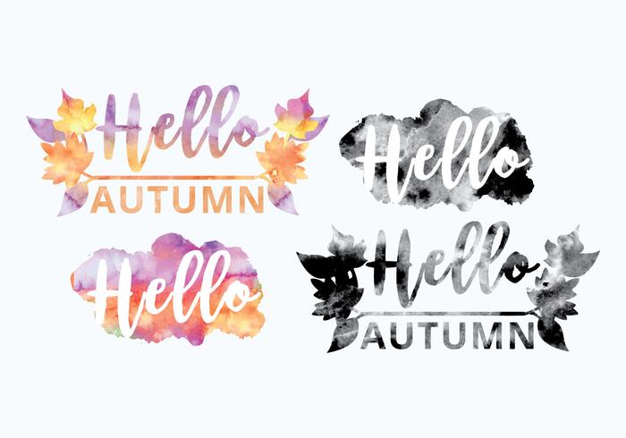 Vector Watercolor Fall Messages