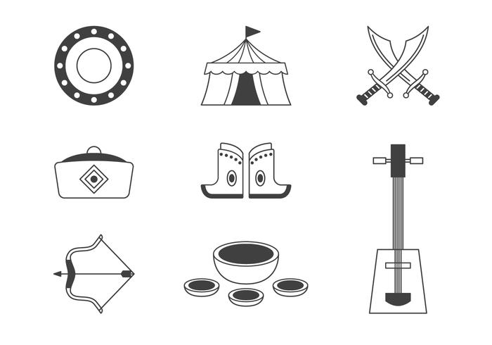 Mongol Tatar Yoke Icons Set vector