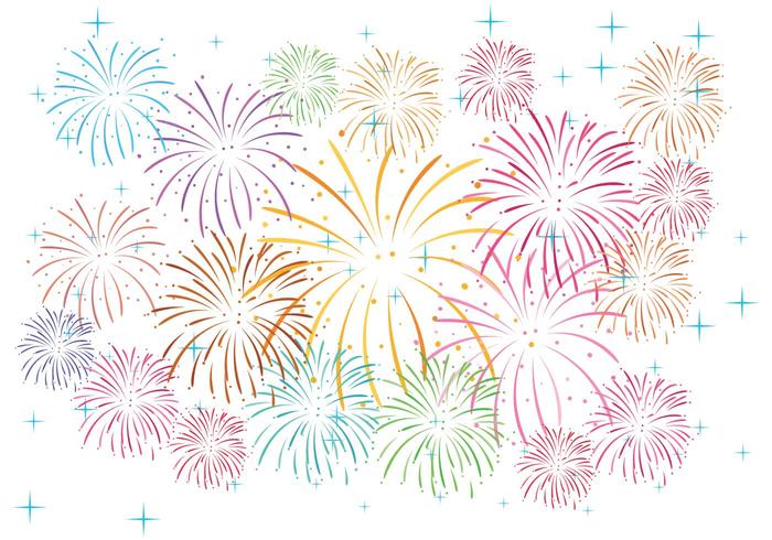 Fireworks on White Background Vector