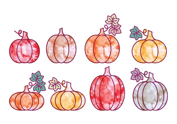 Vector Halloween Watercolor Pumpkins