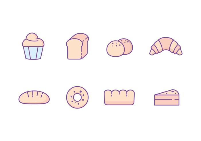 Iconos de productos de panadería vector