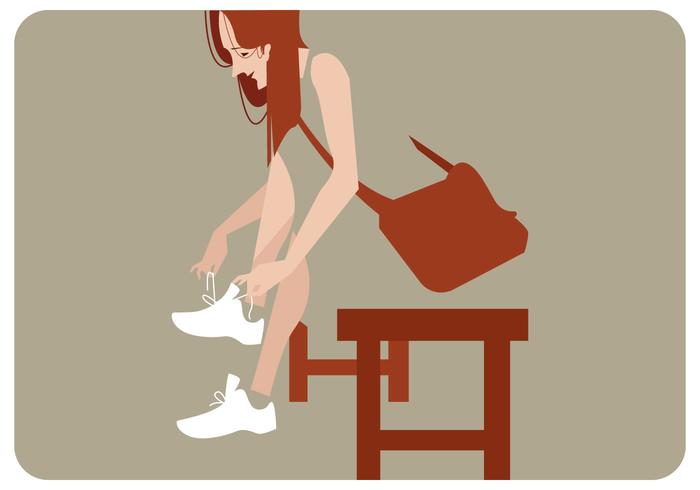 Girl With Her Shoes Vector