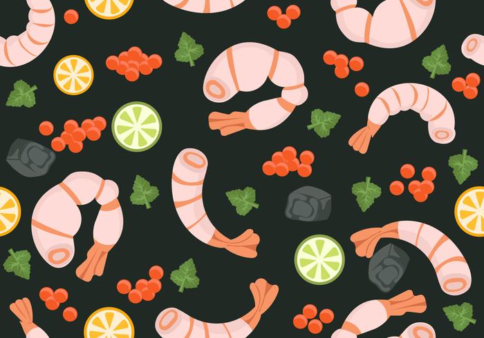 Pattern with Prawns and Seafood Vector 